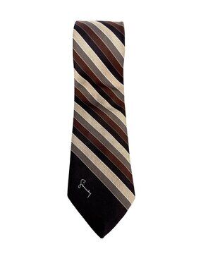GIVENCHY Gentlemen Paris Striped Gray Black‎ Brown Taupe Tie Size OS